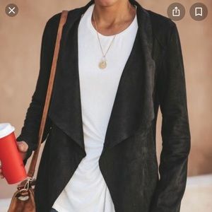 Faux suede drape jacket